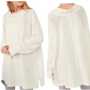 We The Free NWT Shes A Keeper Cozy Neutral Ribbed Funnel Neck Sweater Ivory XS